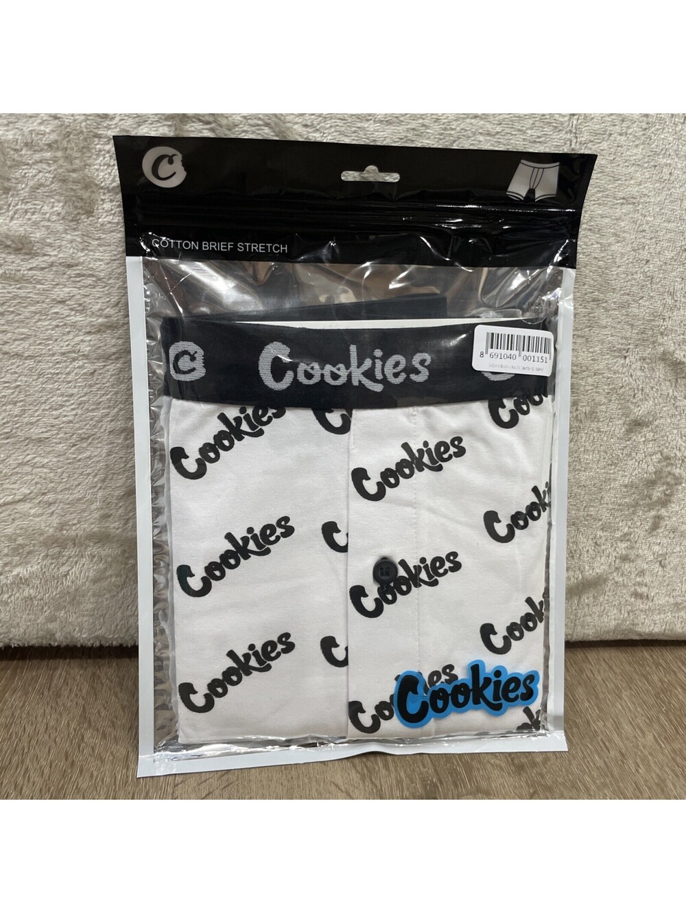 Cookies SF Cotton Stretch Boxer Brief Underwear White Cookies Logo AOP Mens L